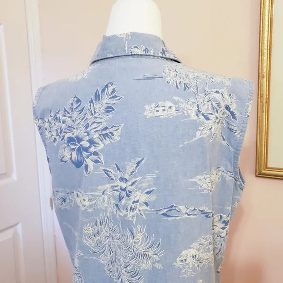 Blue Hawaiian Print Maxi Dress - Picture 7 of 8